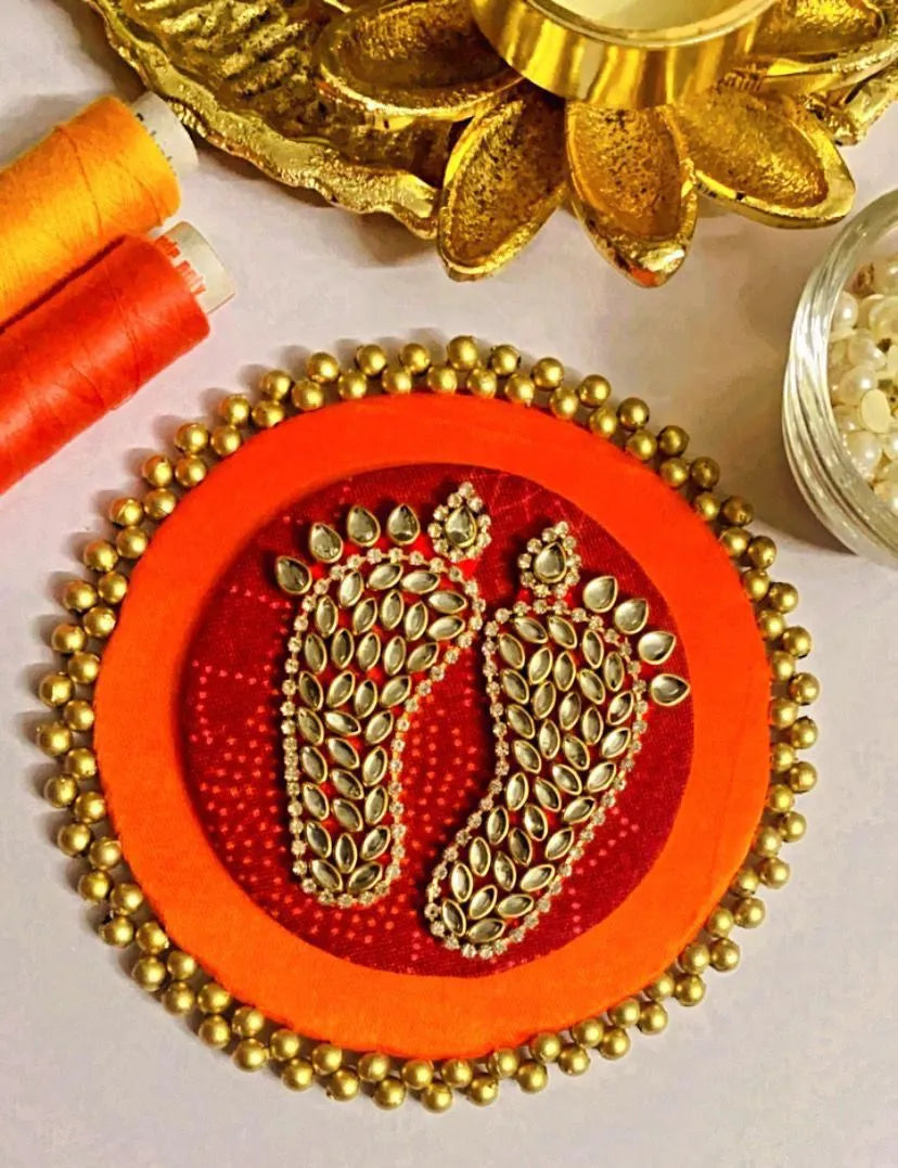 Kundan double-layered laxmi charan