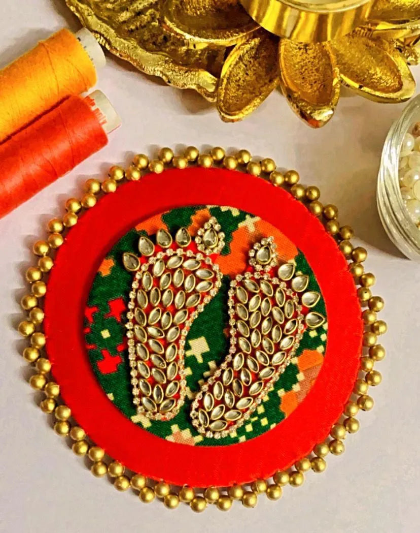 Kundan double-layered laxmi charan