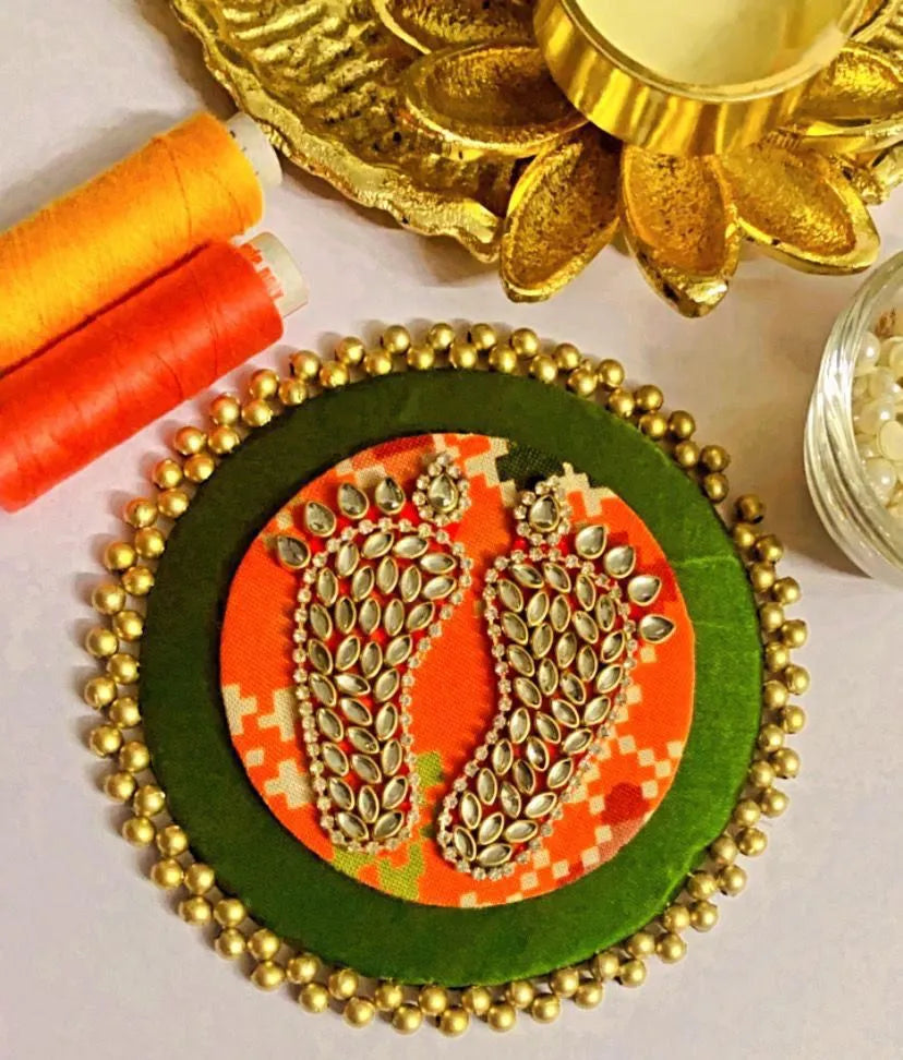 Kundan double-layered laxmi charan