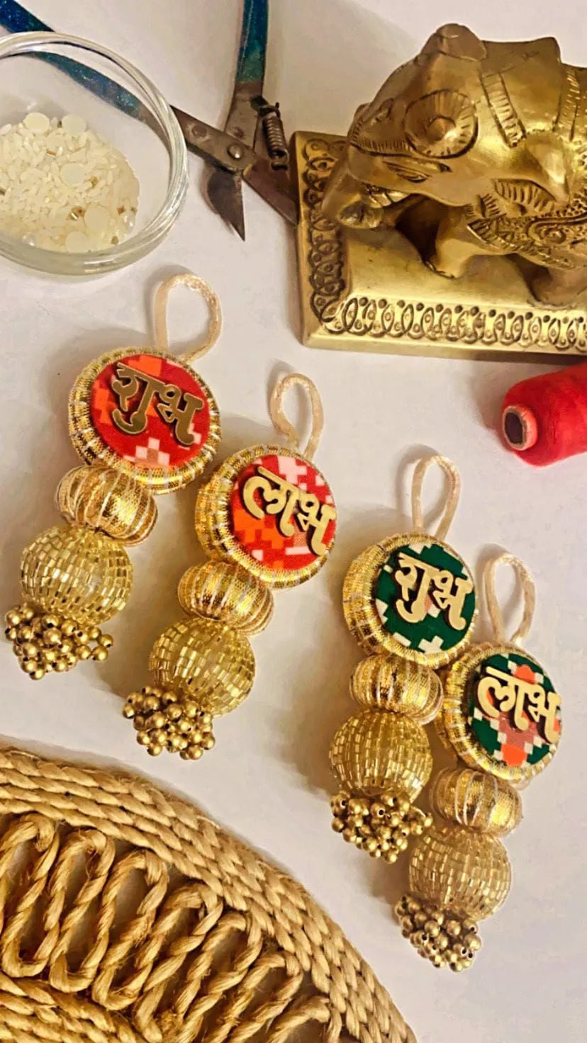 Patola & Pichwai shubh-labh hanging pair