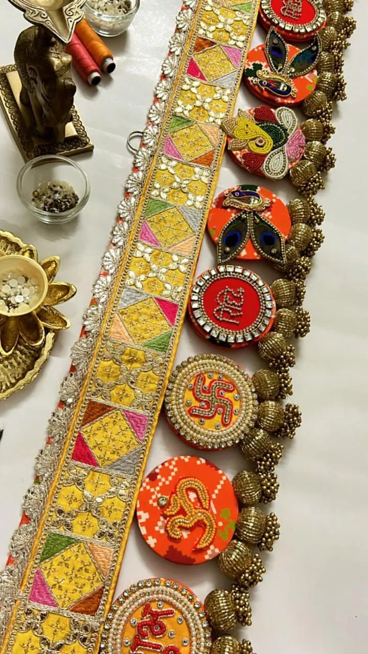 Yellow Embroidered Lace All-in-One Traditional Patola Bandhanwar