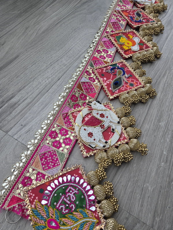 Pink Embroidered Lace All-in-One Traditional Patola Bandhanwar