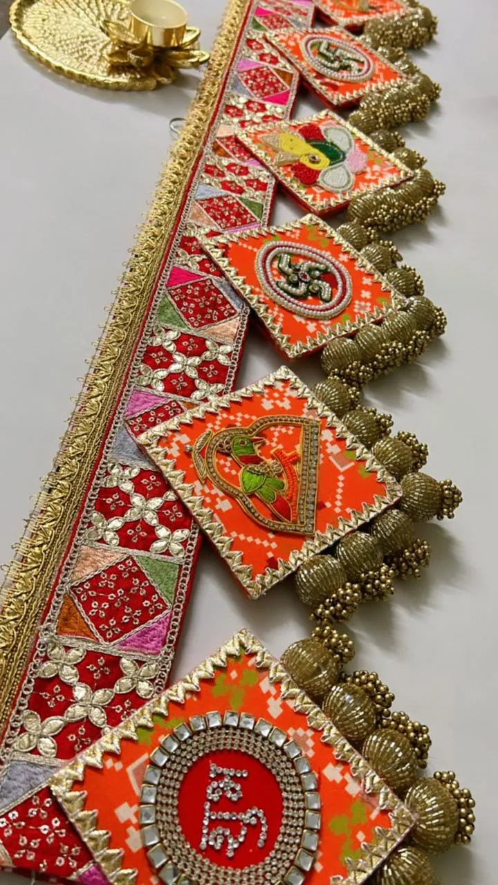 Red Embroidered Lace All-in-One Traditional Patola Bandhanwar