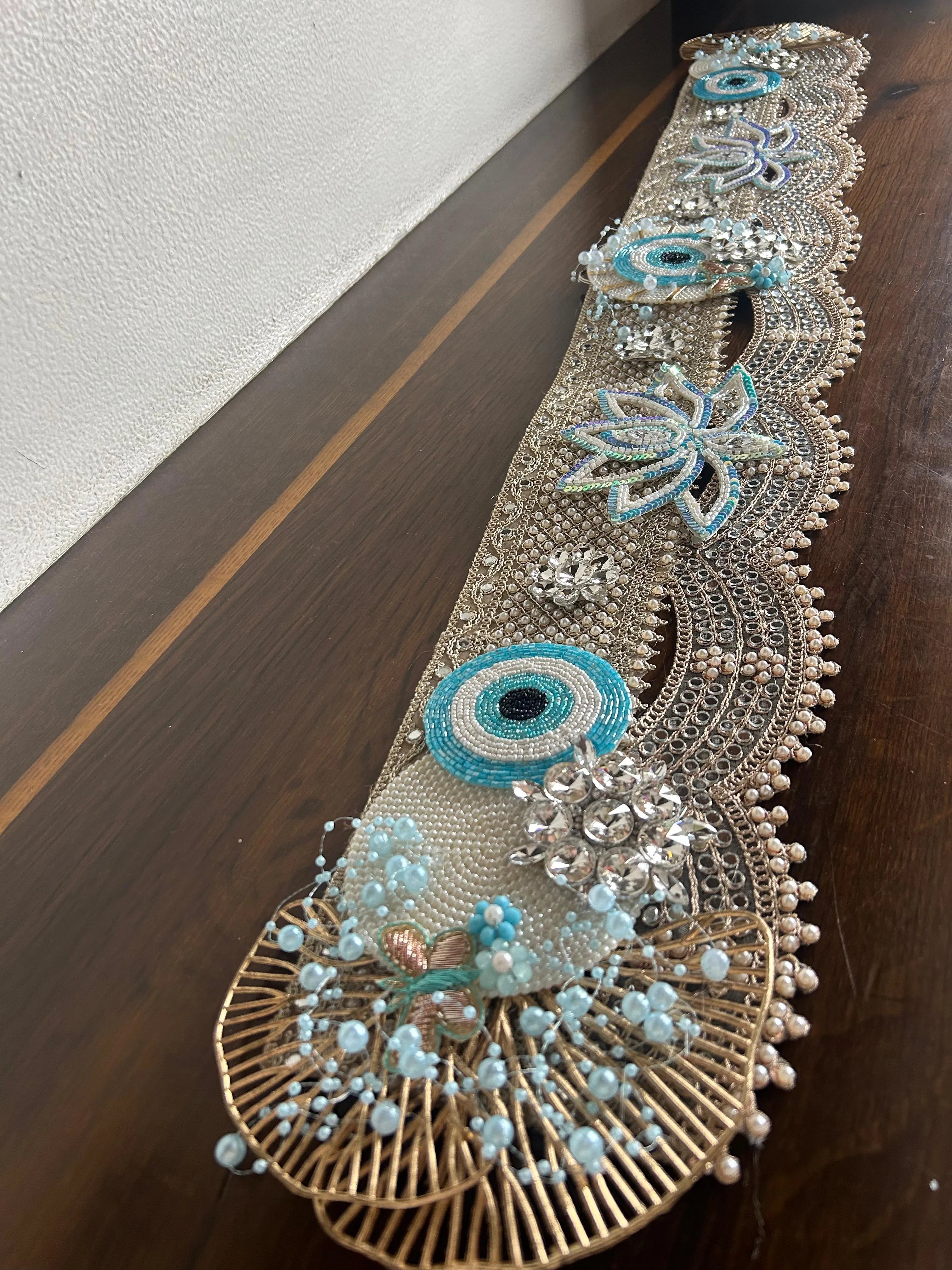 Embellished Beaded Evil-Eye Bandhanwar (Light Blue)