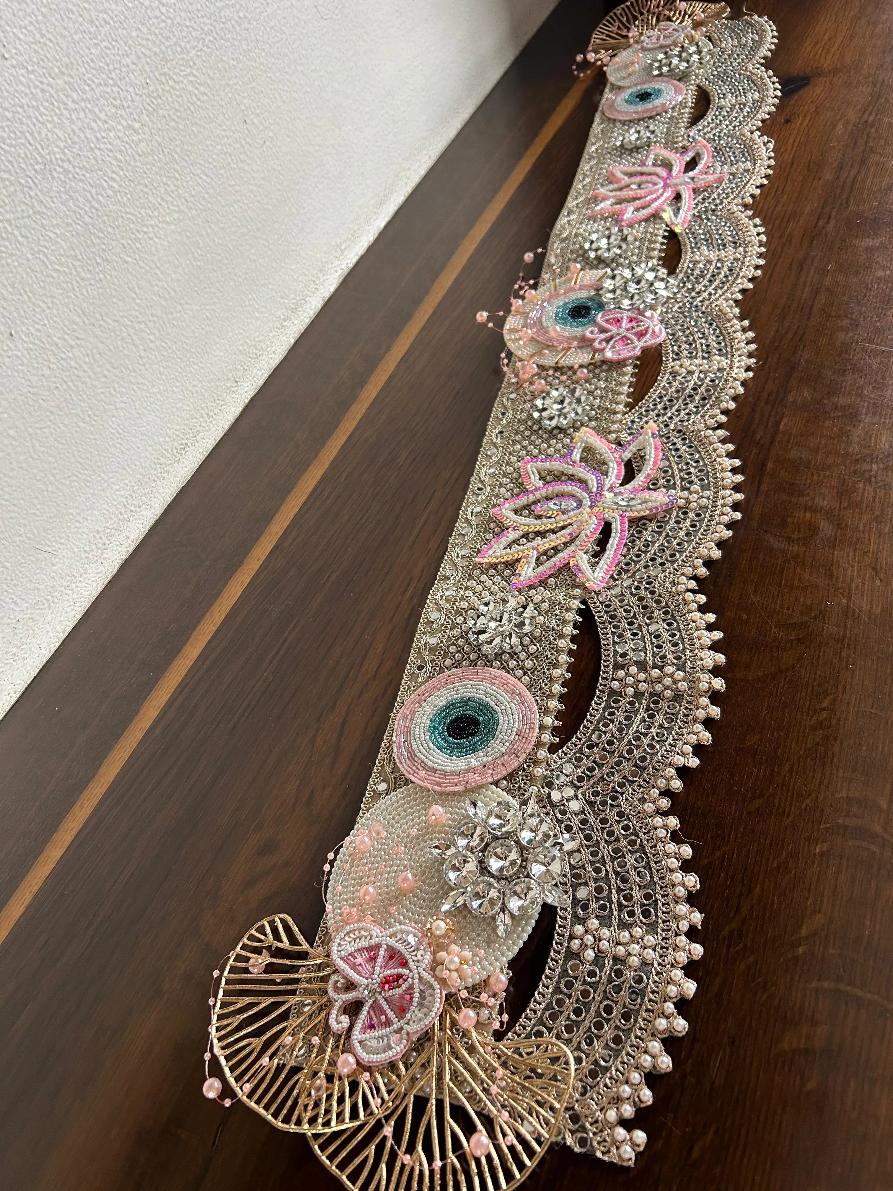Embellished Beaded Evil-Eye Bandhanwar (LIGHT PINK)