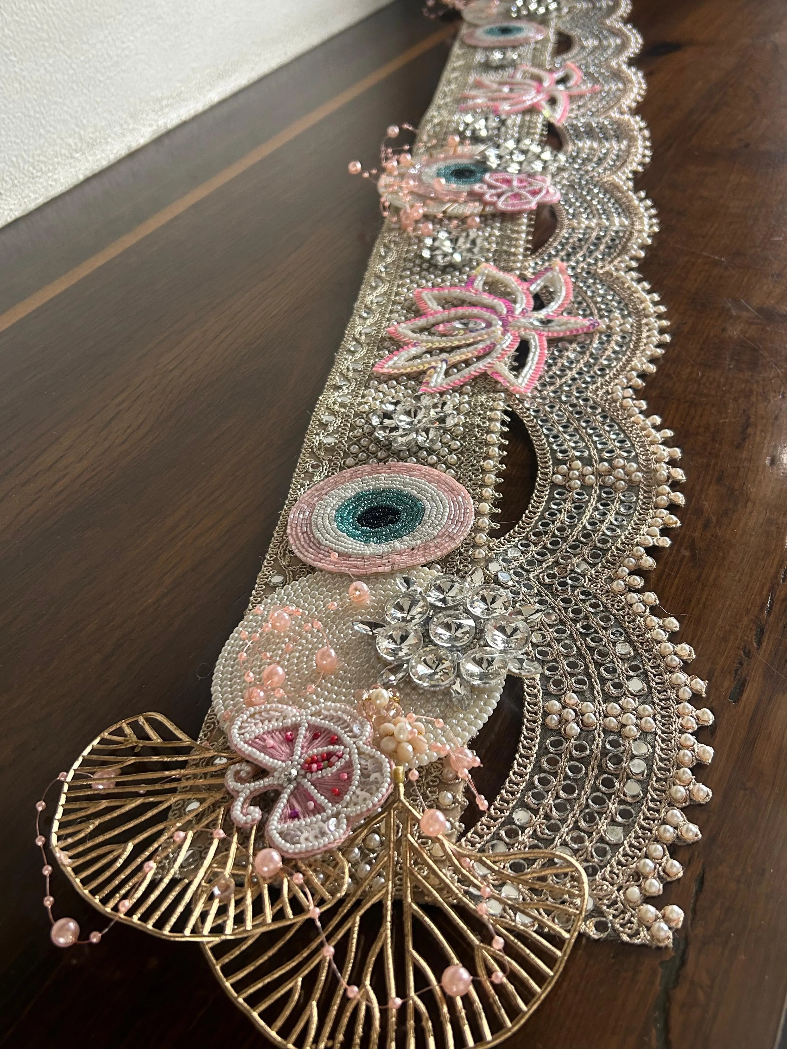 Embellished Beaded Evil-Eye Bandhanwar (LIGHT PINK)