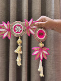 Pretty & Elegant Beaded Lotus Bandhanwar + Shubh-Labh Set