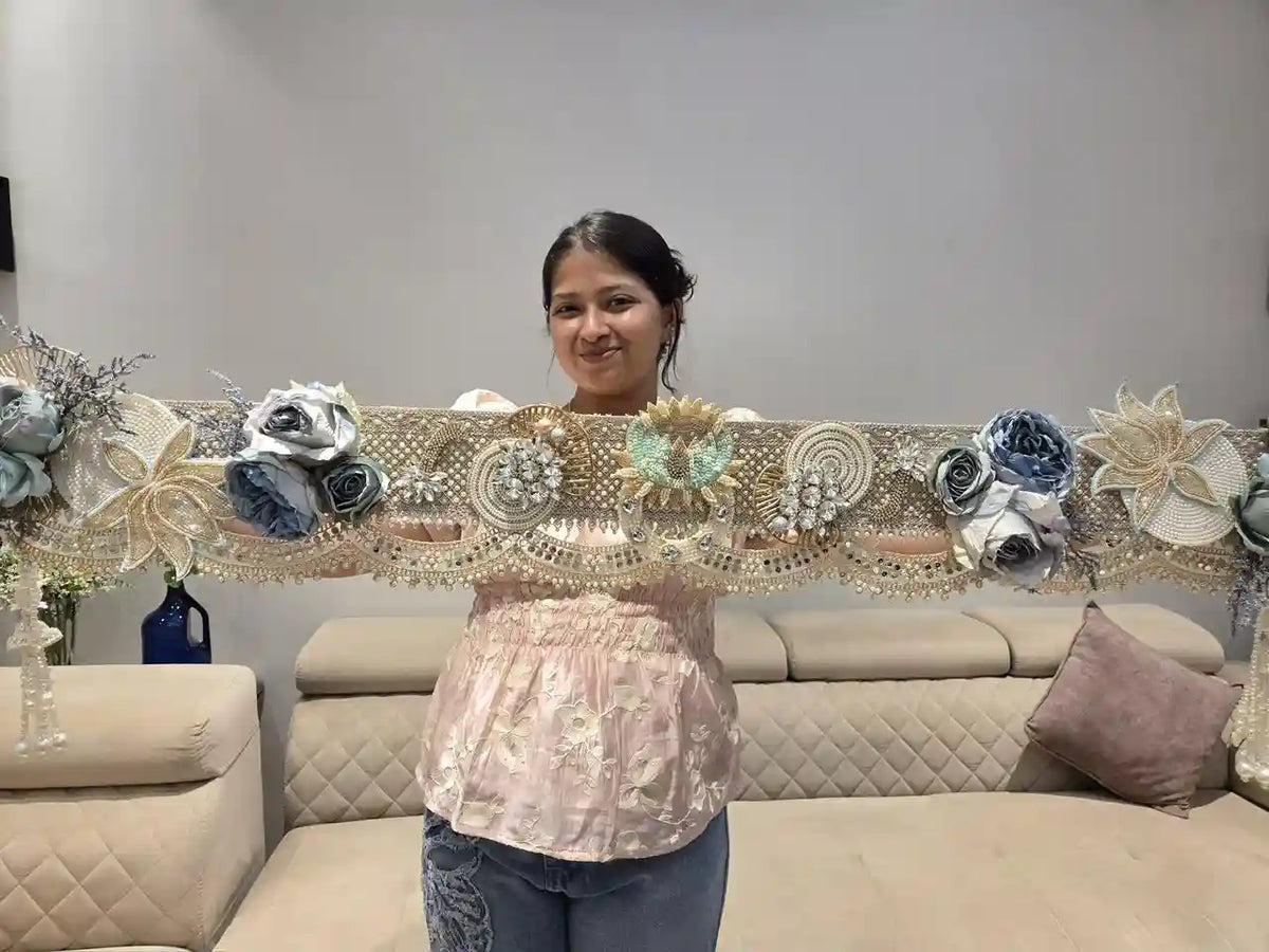 Pearl Azure Floral Pastel Blue Bandhanwar