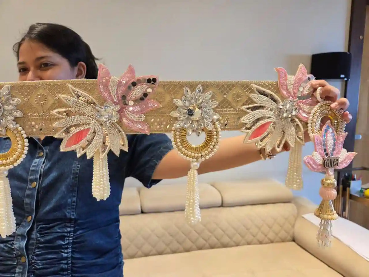 Luxe Pearl Lotus Bandhanwar & Hanging pair set