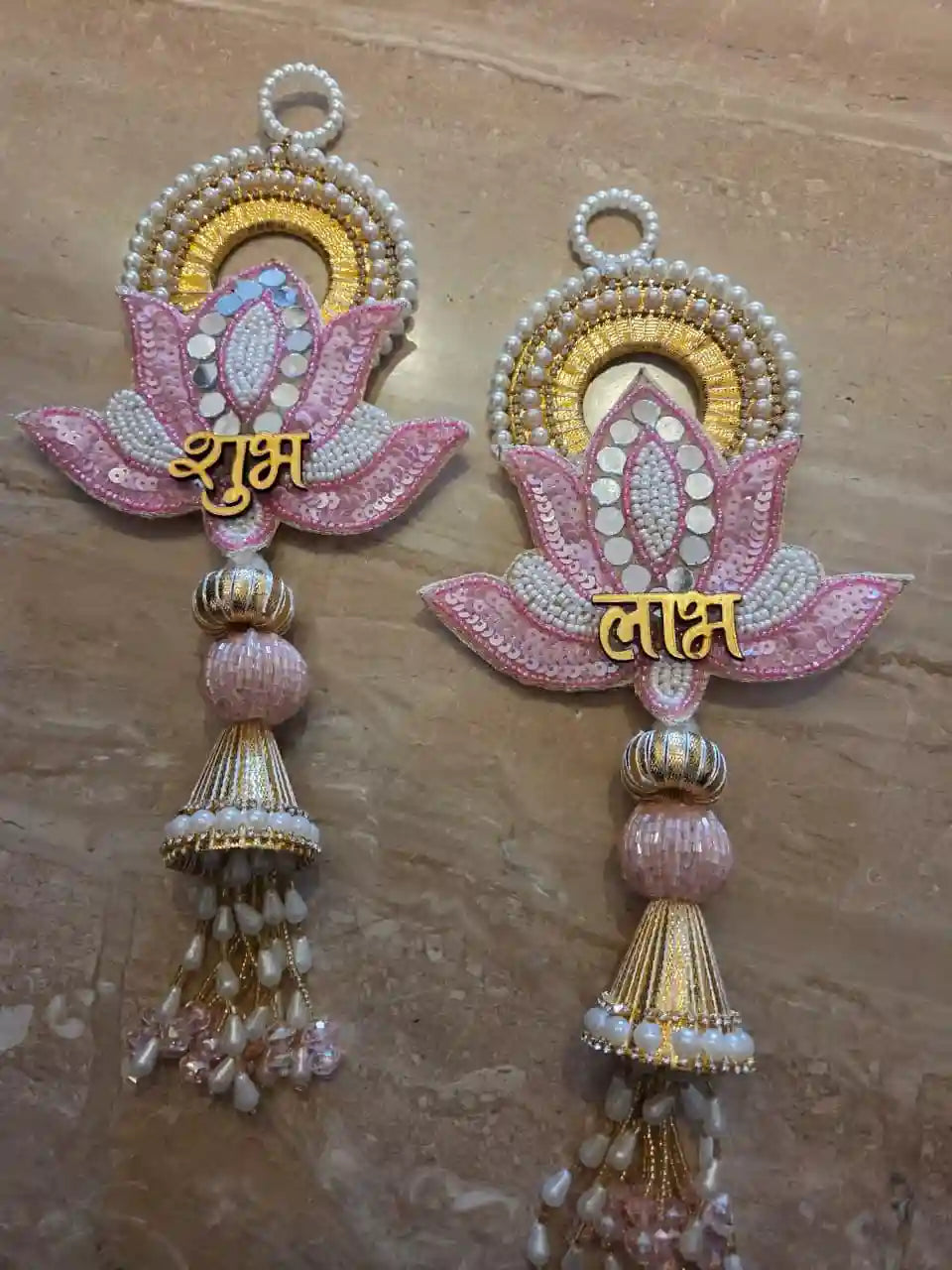 Luxe Pearl Lotus Bandhanwar & Hanging pair set