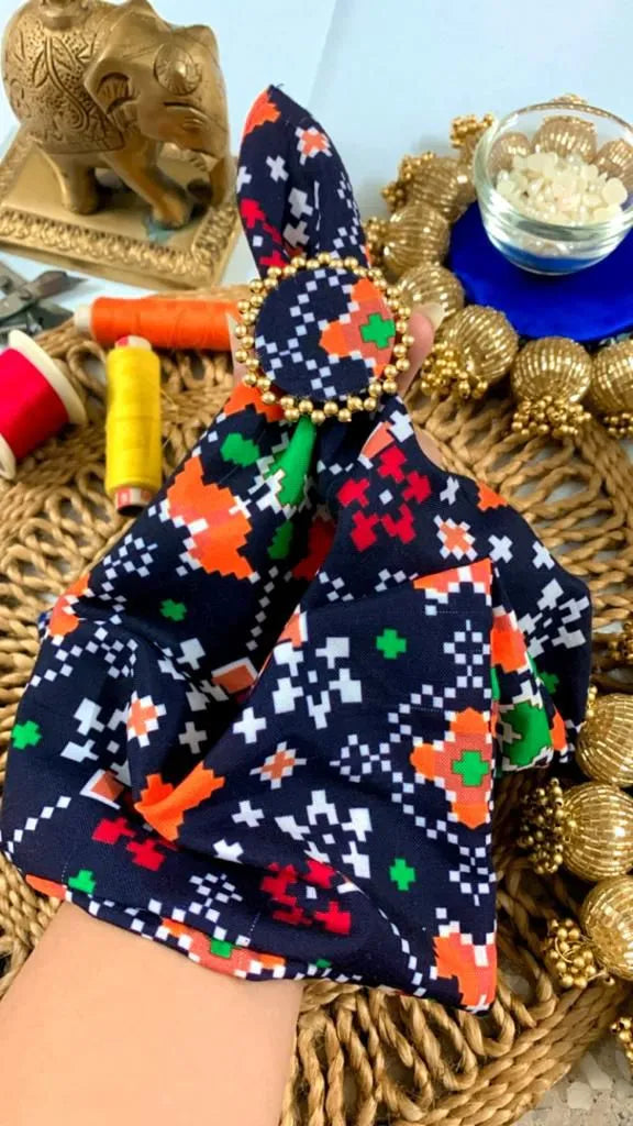 Royal Patola & Pichwai Pocket Square + Adjustable Ring