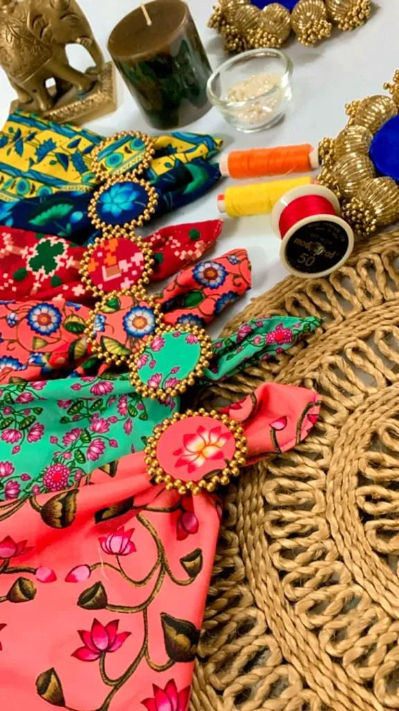 Royal Patola & Pichwai Pocket Square + Adjustable Ring