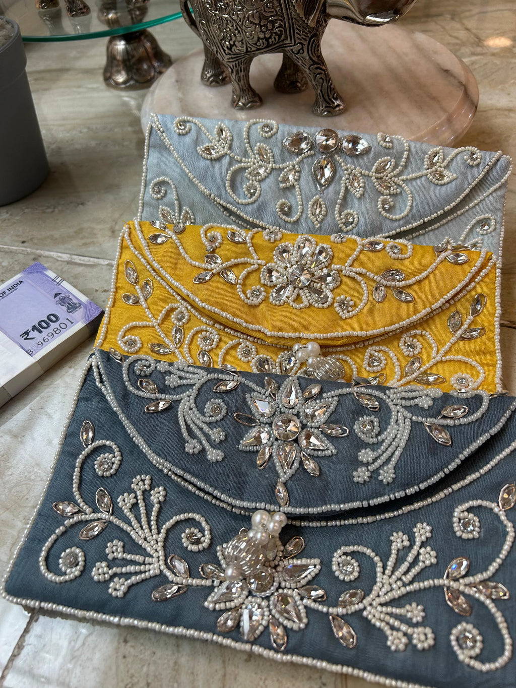 Kundan Pearl Work Envelope