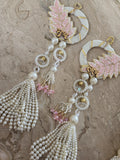 Elegant Beaded Leaf Shubh-Labh Hanging Pair
