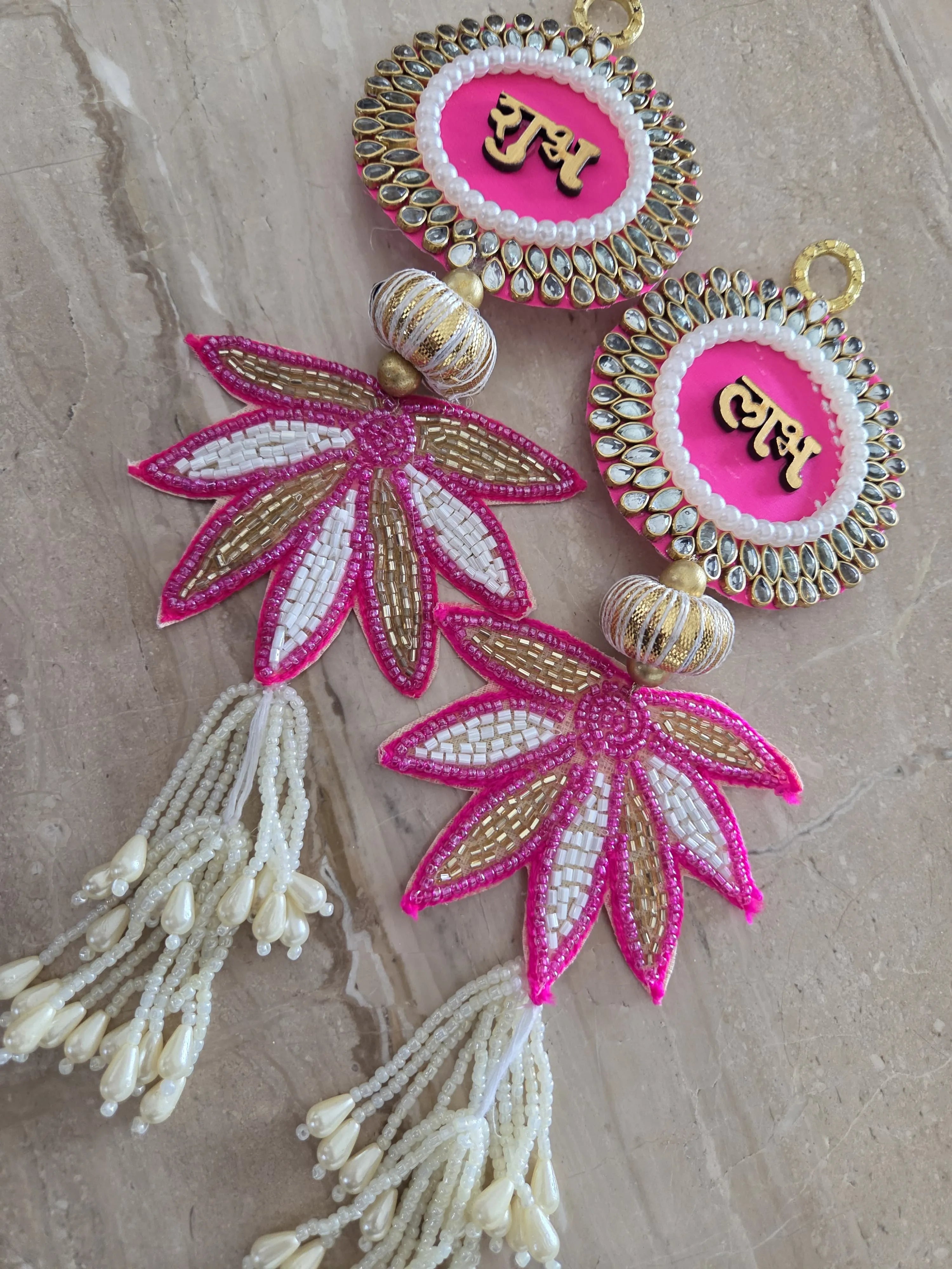 Kundan Lotus Shubh-Labh Hanging Pair