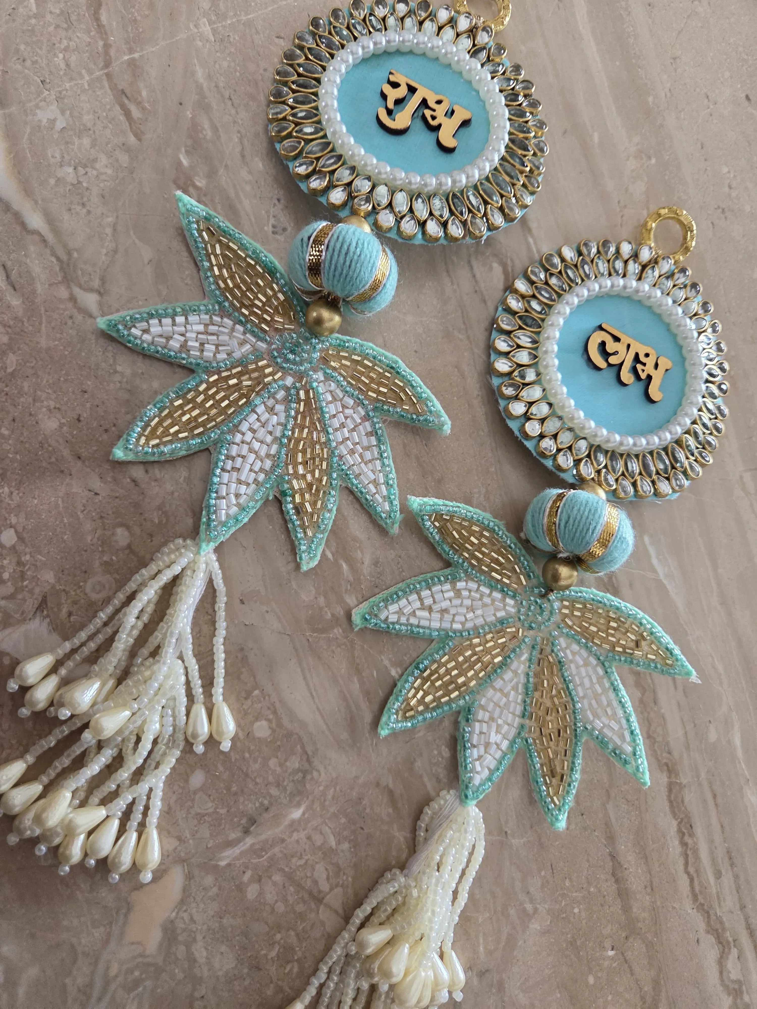 Kundan Lotus Shubh-Labh Hanging Pair