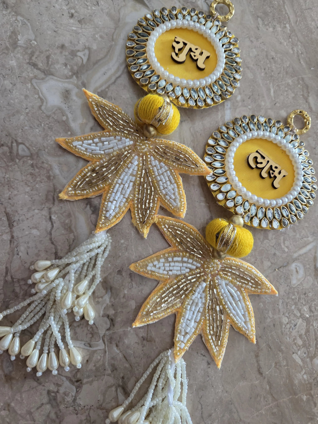 Kundan Lotus Shubh-Labh Hanging Pair