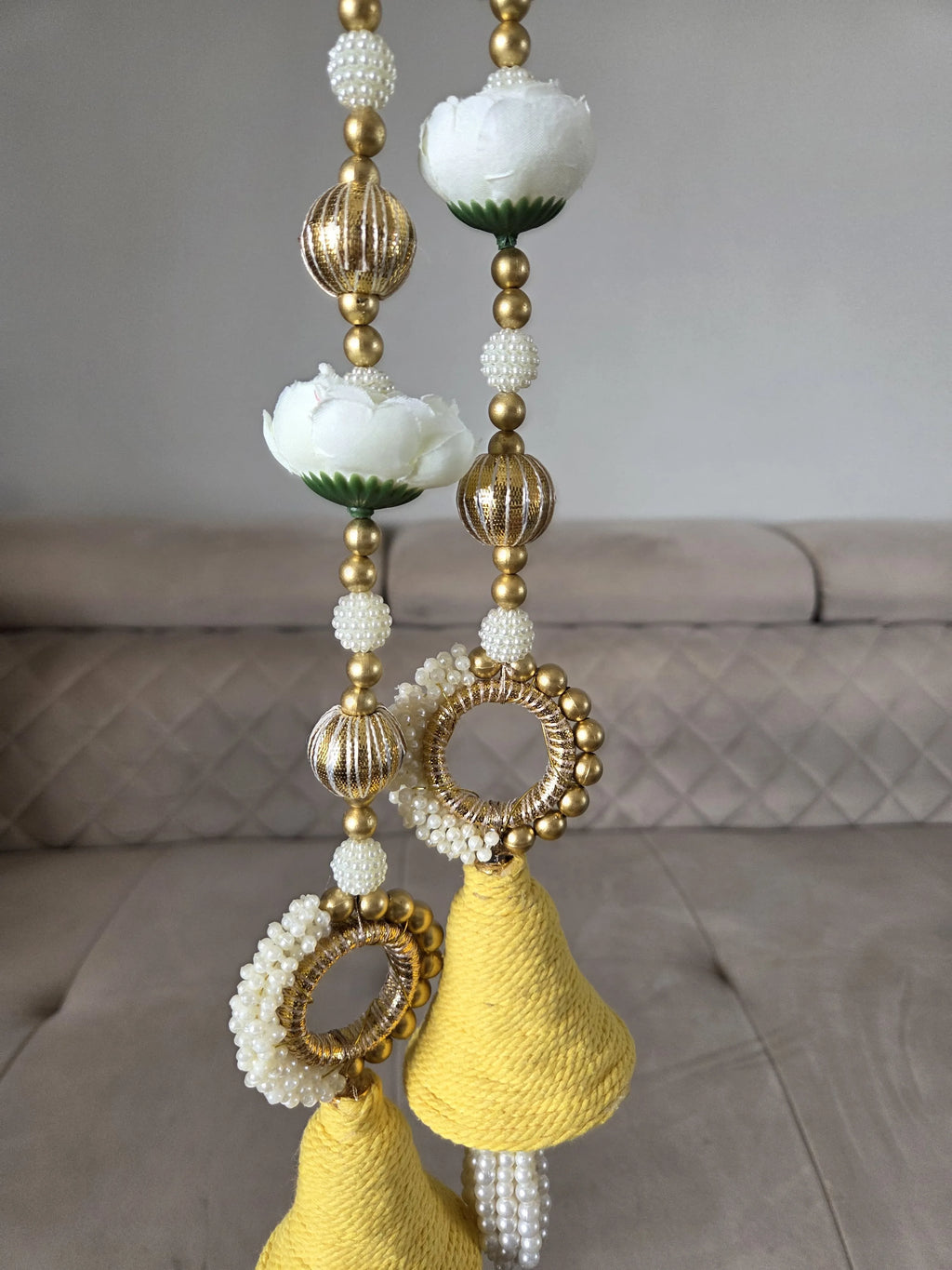 Floral Macrame Bell Hanging Pair