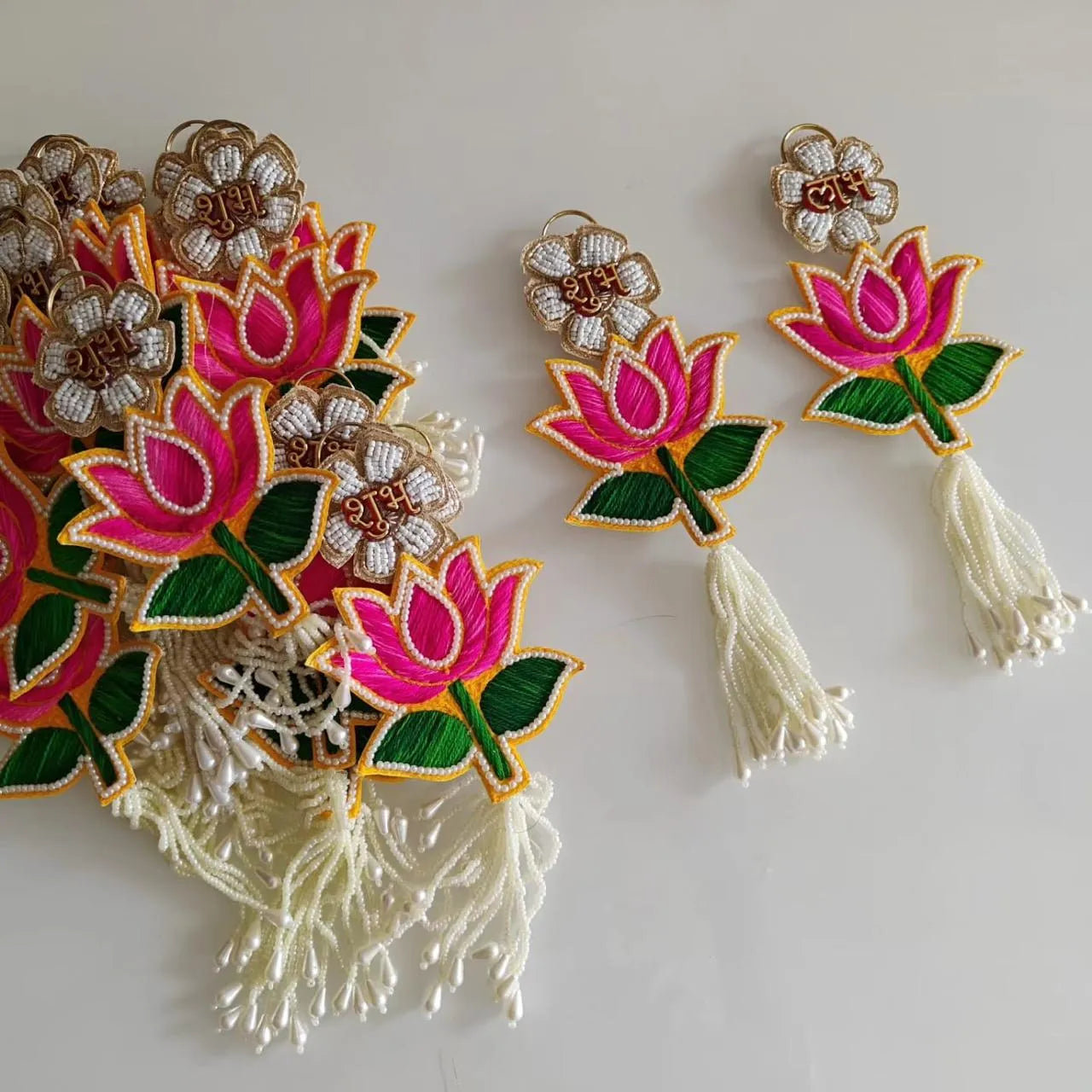Pearl Lotus Shubh-labh Hanging Pair