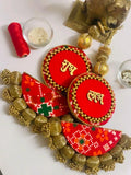 Handcrafted Chaand Shubh-labh Hanging Pair
