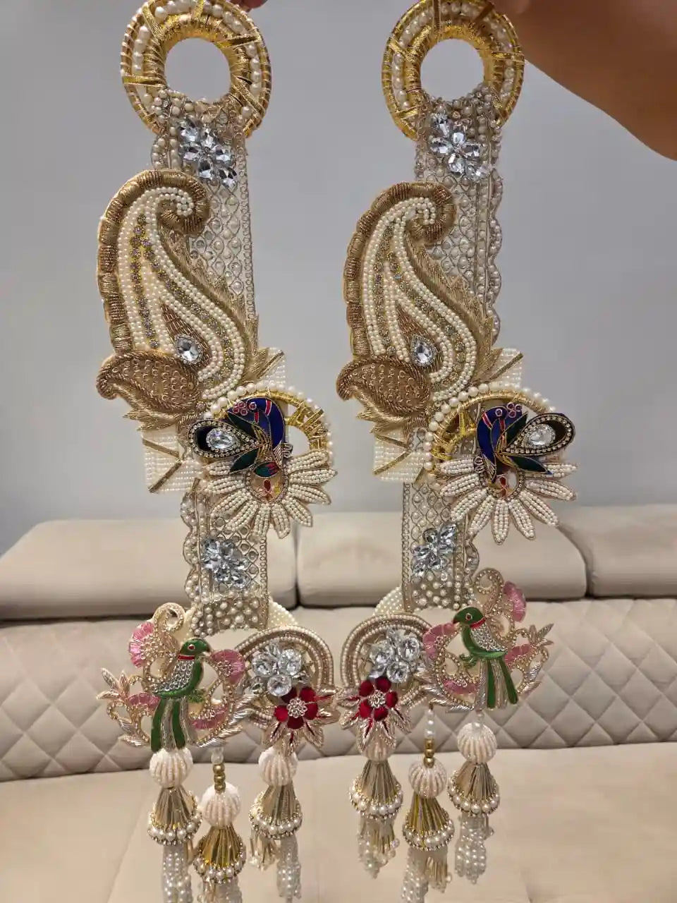 Royale Zardosi Mayur & Parrot Hanging pair