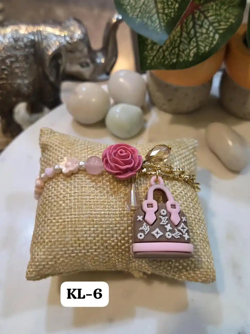 Stylish 'LV Inspired' Beaded Bracelet in Pink