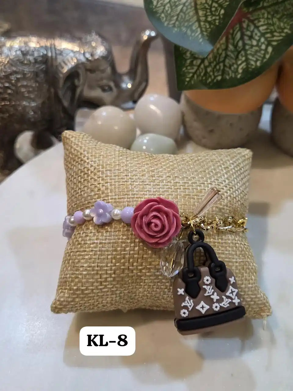 Stylish 'LV Inspired' Beaded Bracelet in Mauve