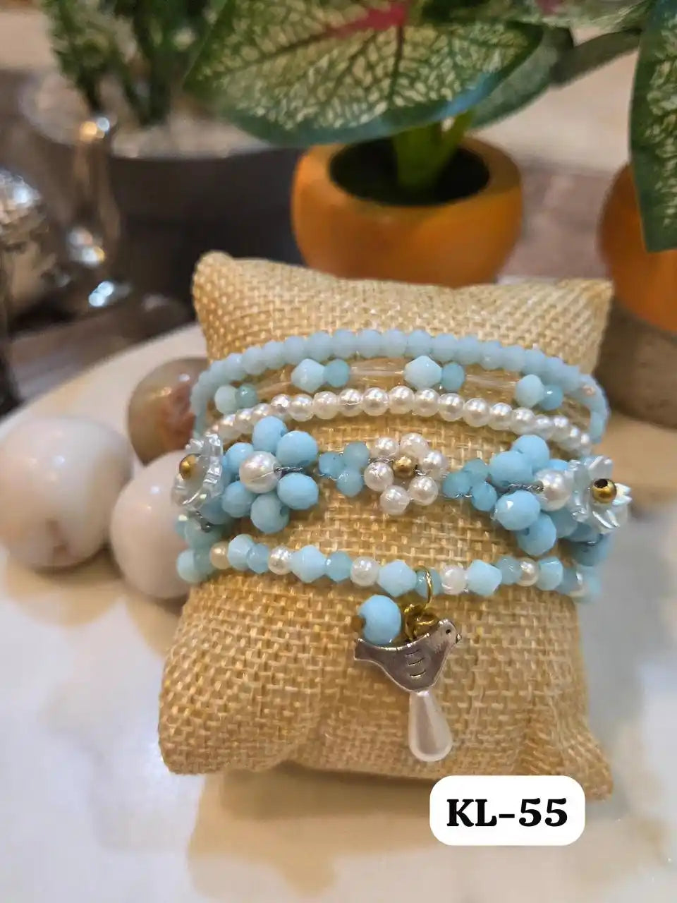Statement & Chic Stack Bracelet in subtle blue