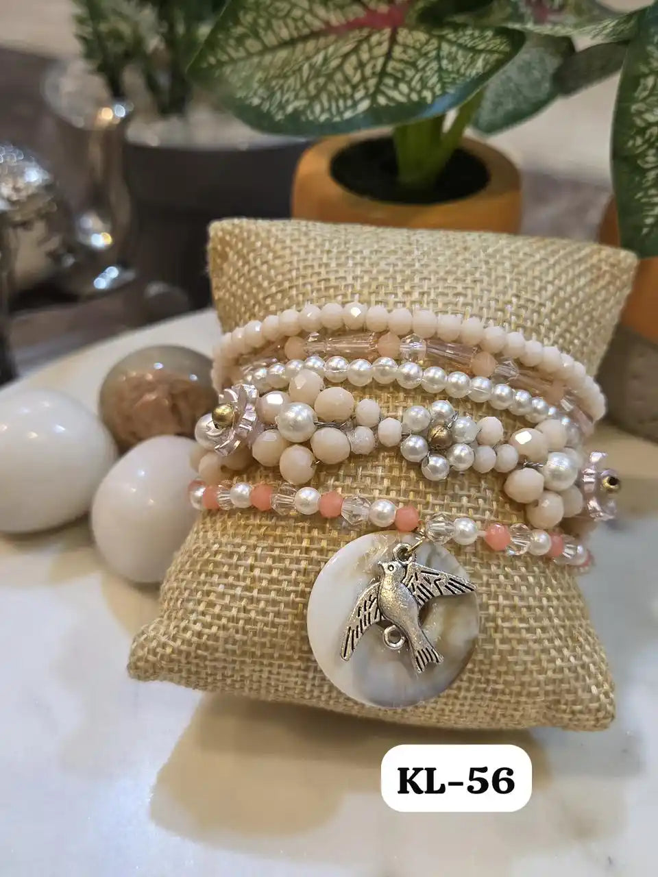 Statement & Chic Stack Bracelet in soft peach