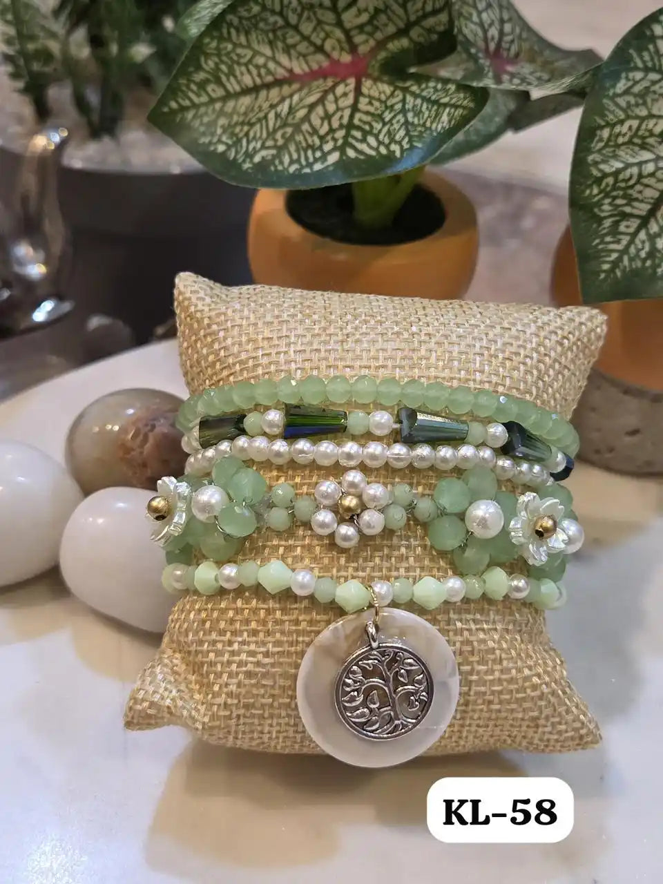 Statement & Chic Stack Bracelet in mint green