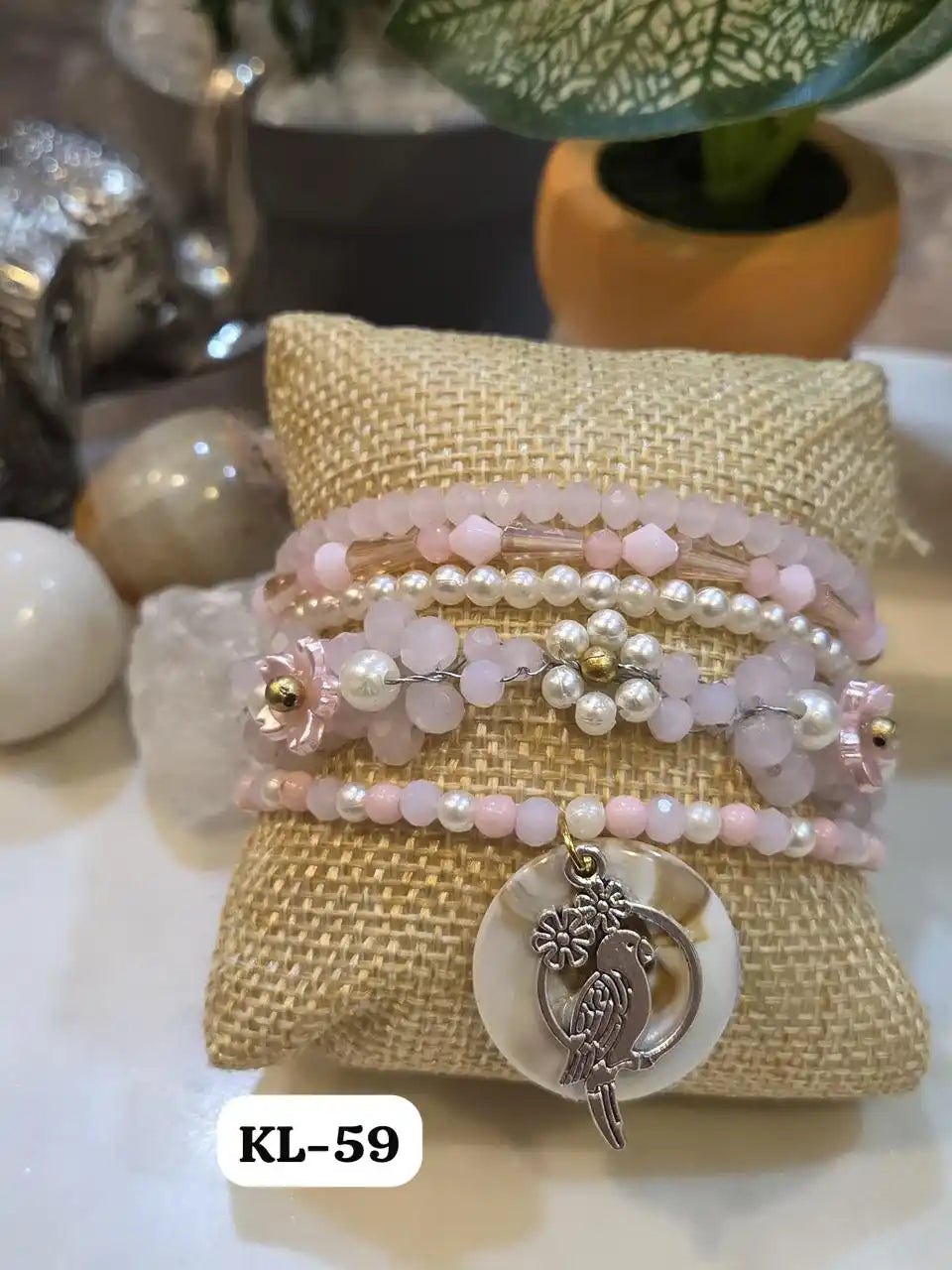 Statement & Chic Stack Bracelet in pretty blush pink