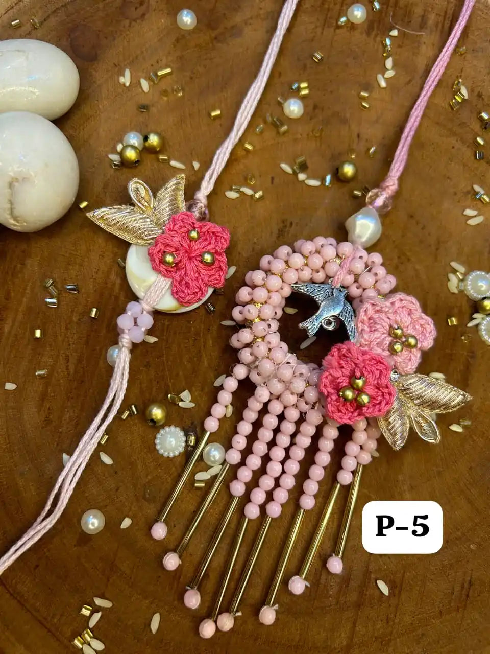 Elegant Duo Rakhi Pair in Blush Pink