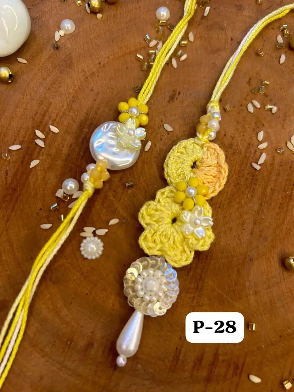 Soft Weave Crochet Rakhi Pair (Mix colors)