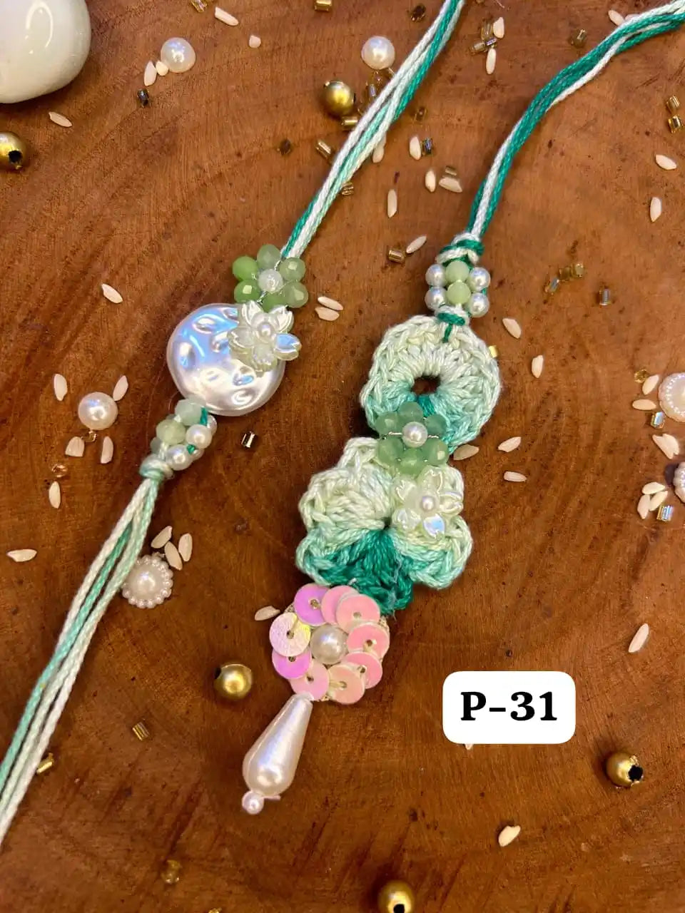 Soft Weave Crochet Rakhi Pair (Mix colors)