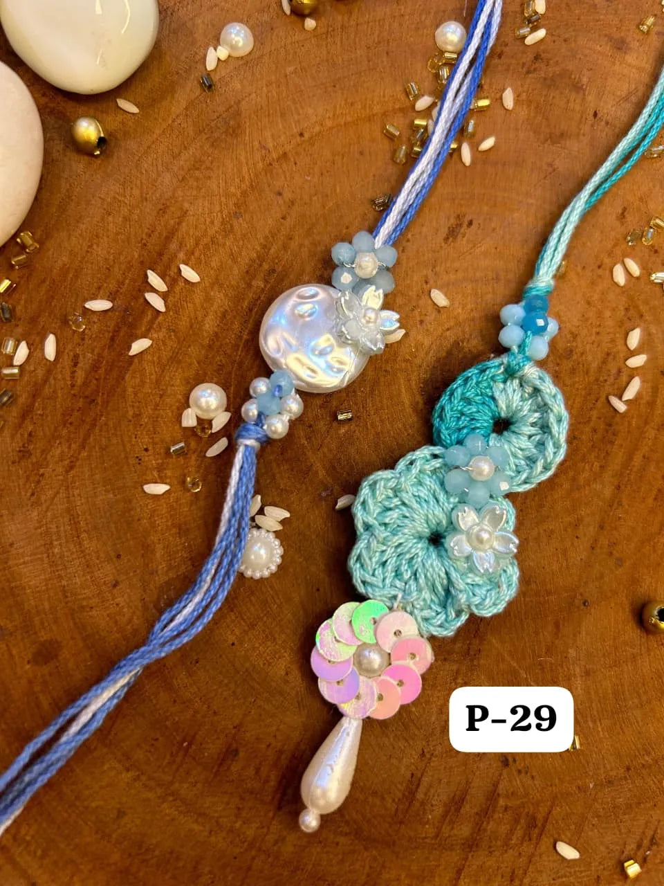 Soft Weave Crochet Rakhi Pair (Mix colors)