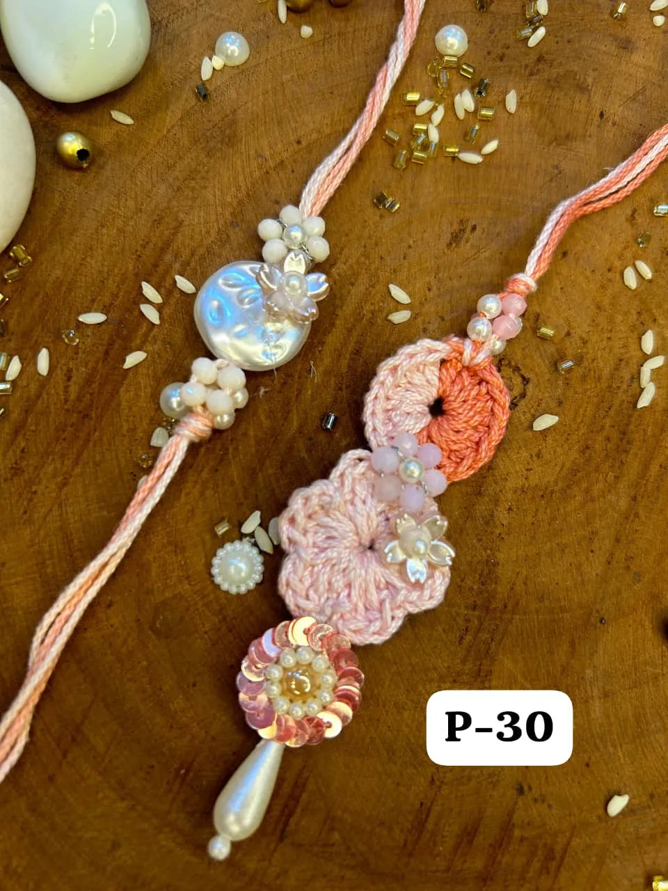 Soft Weave Crochet Rakhi Pair (Mix colors)
