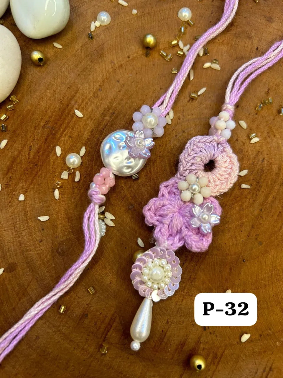 Soft Weave Crochet Rakhi Pair (Mix colors)