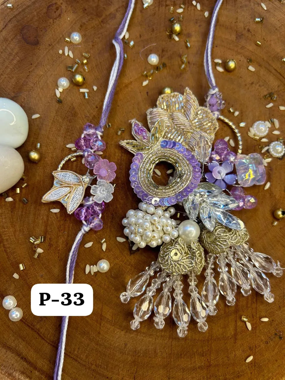 Zardosi Crystal Royale Lavender Rakhi Pair