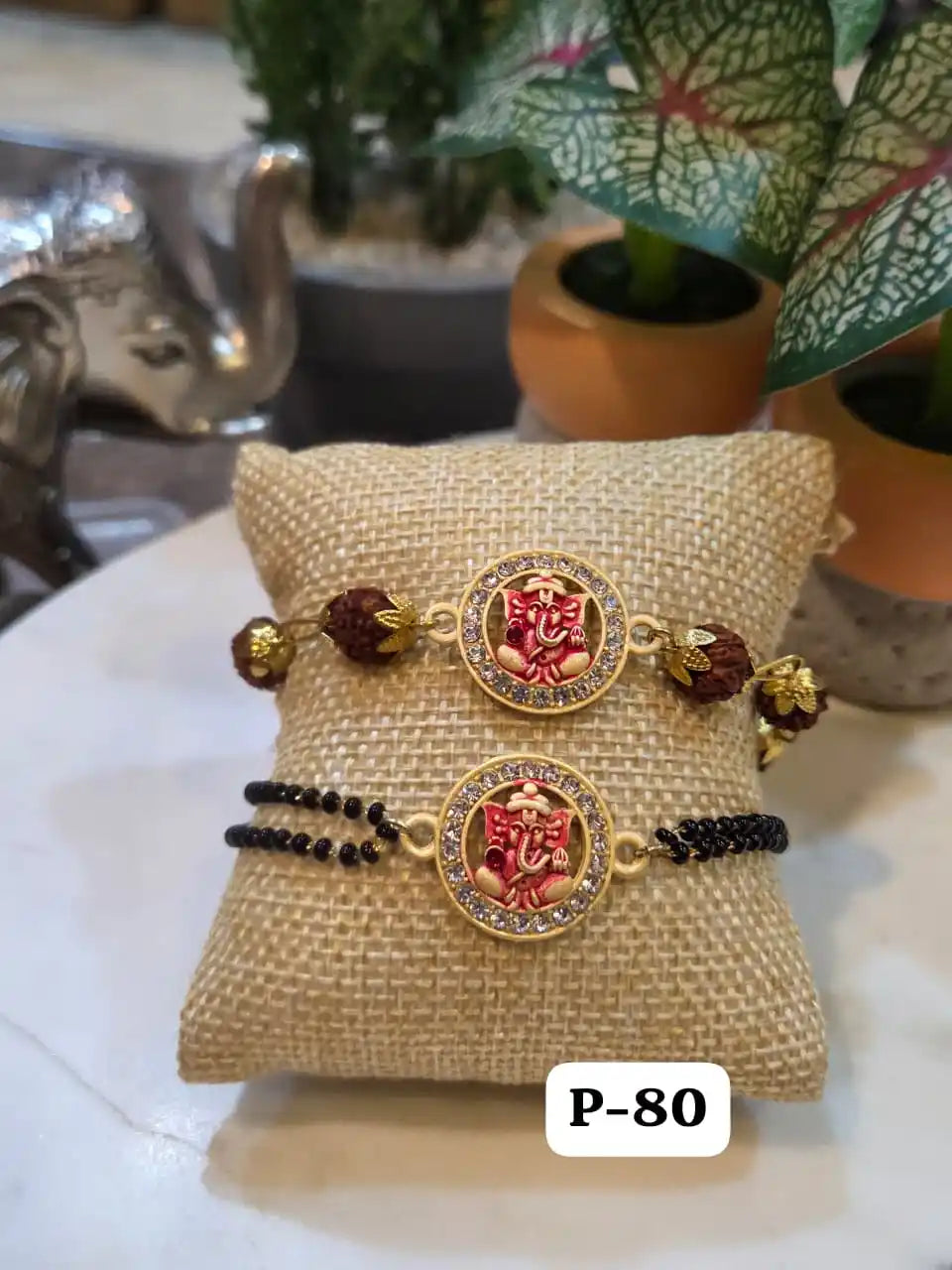 Imperial Ganeshji Mangalsutra Bracelet & Rudraksh Rakhi