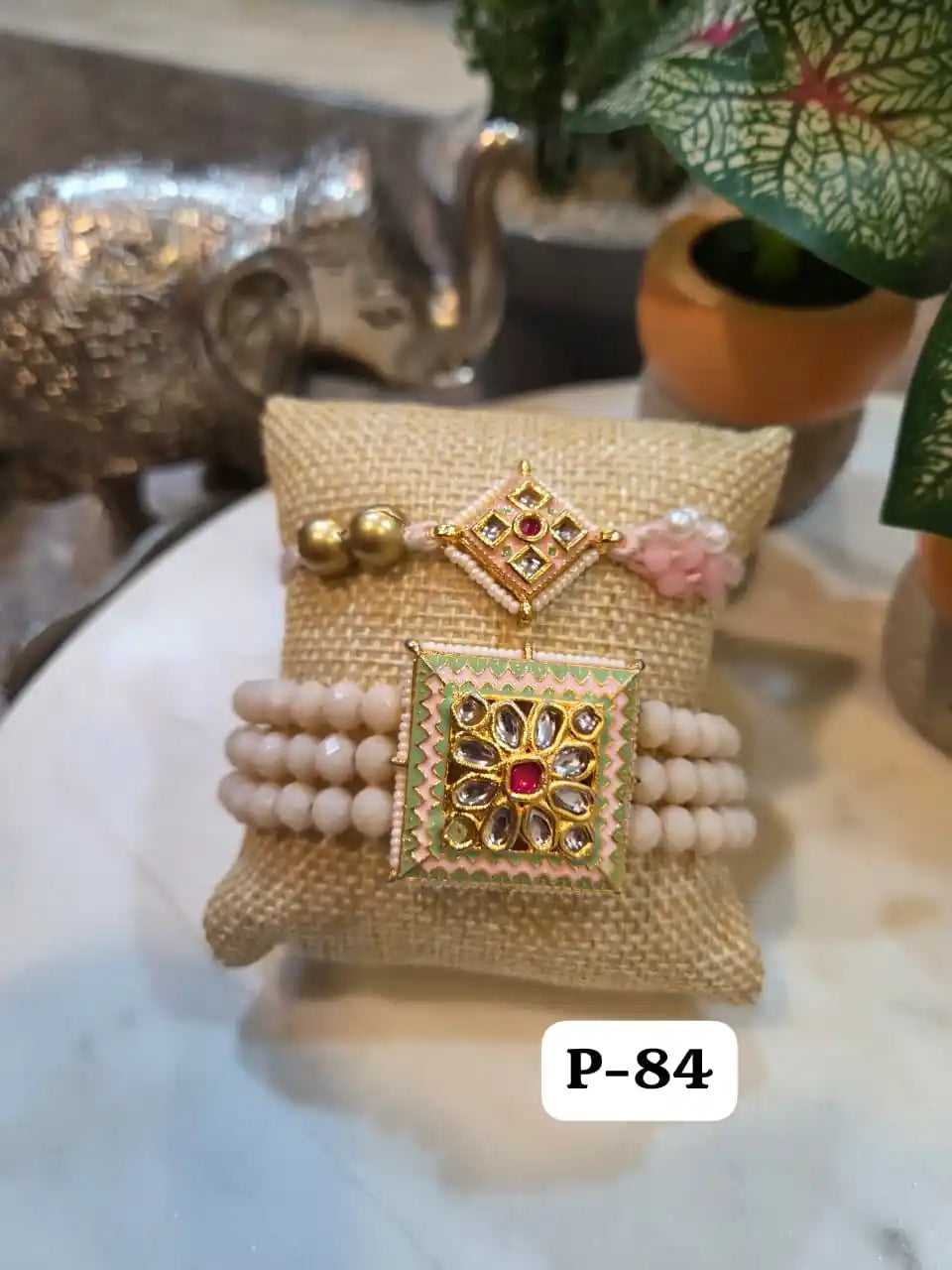 Divine Meenakari Kundan Bracelet Rakhi Pair