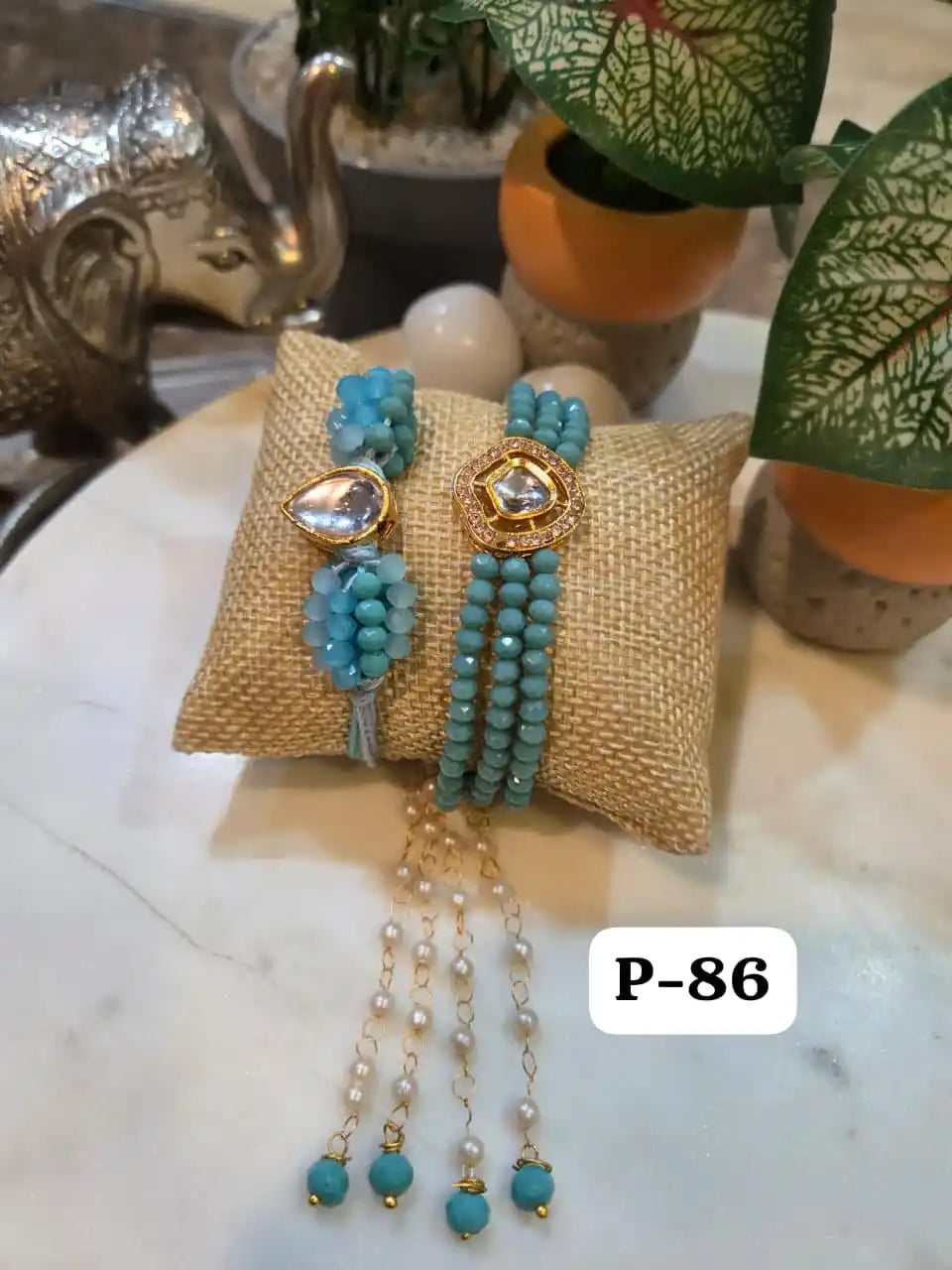 Luxe Kundan Grace Pearl Bracelet Rakhi Pair