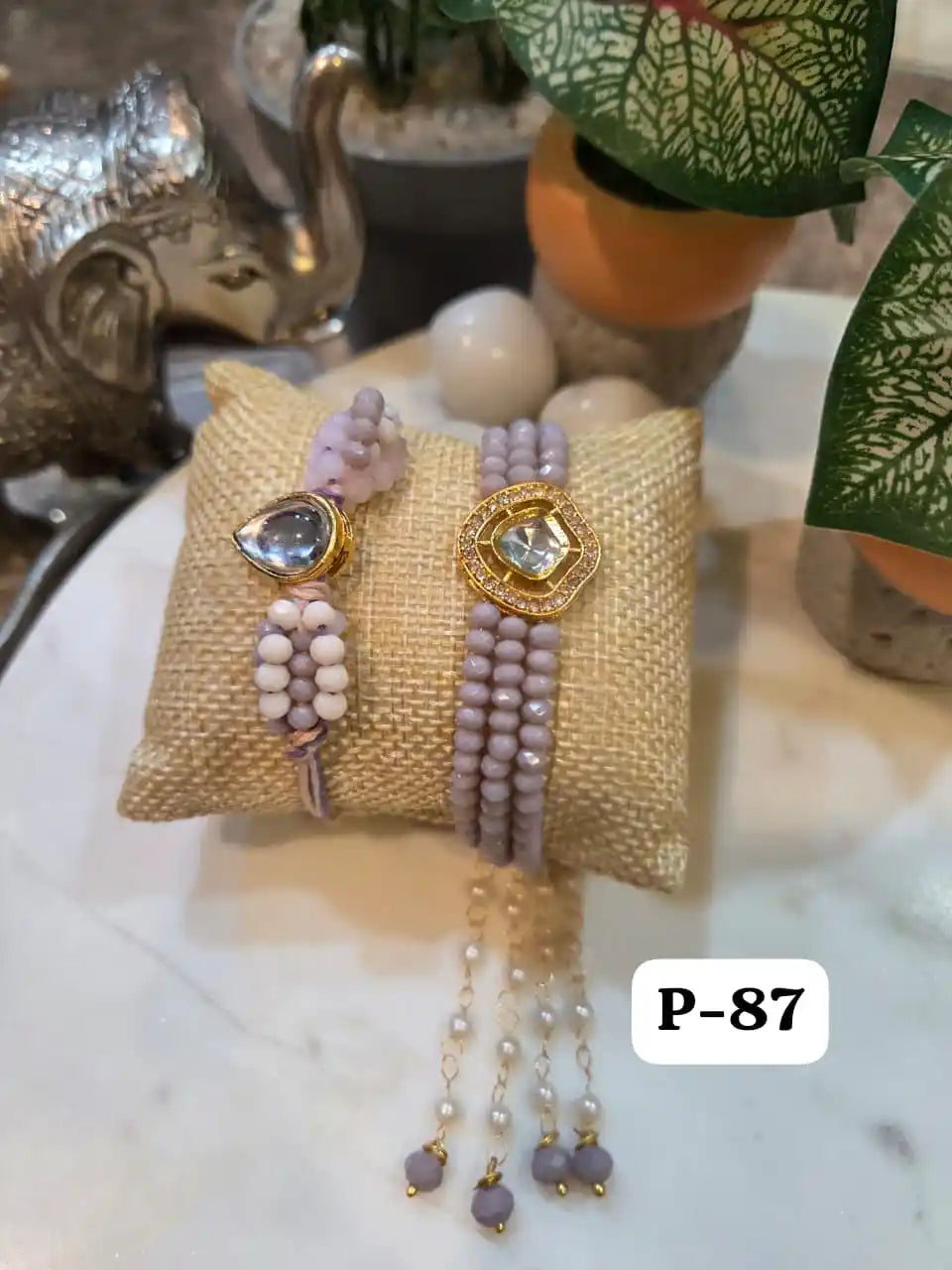 Luxe Kundan Grace Pearl Bracelet Rakhi Pair