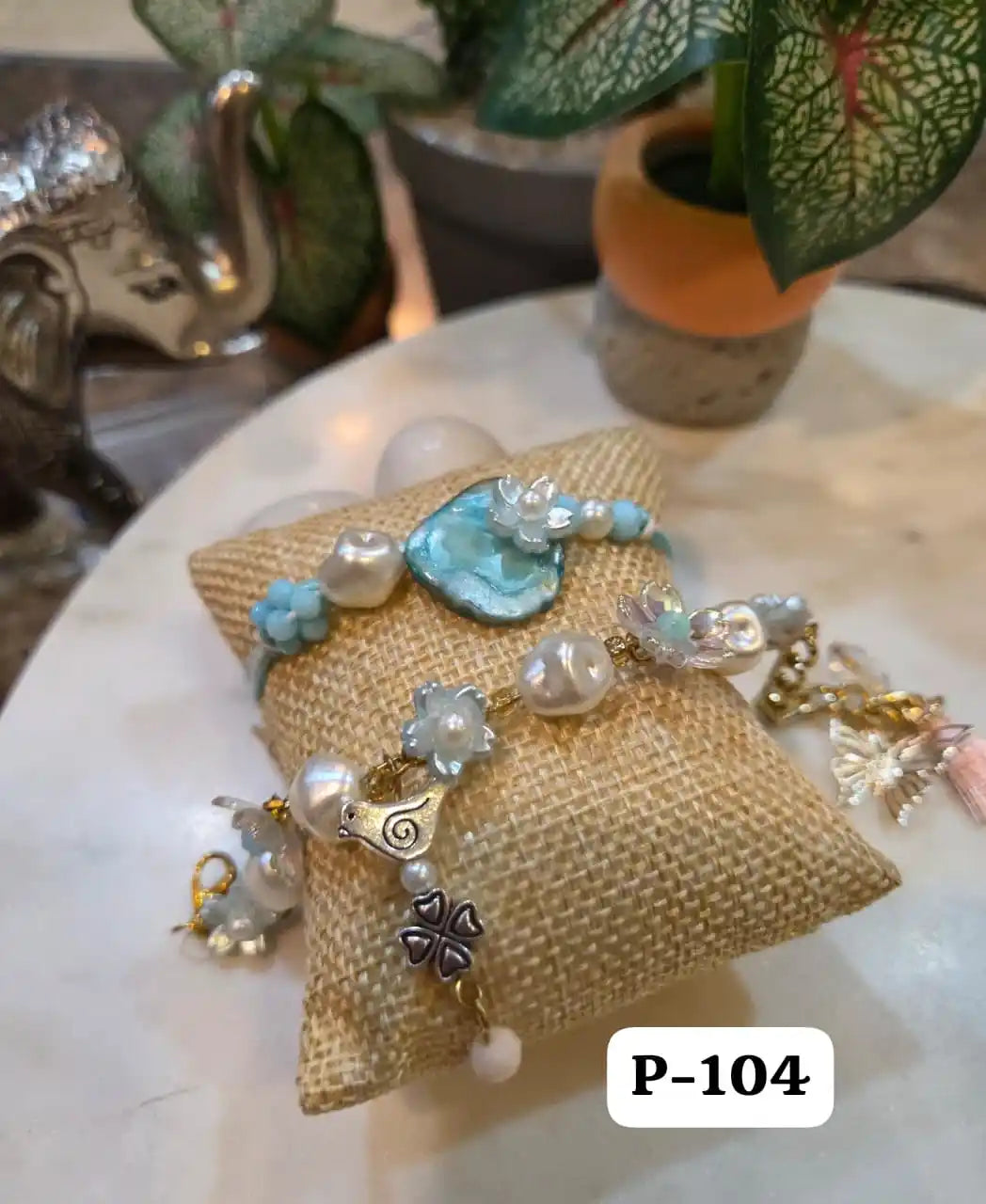 Crystal Pearl Dream Bracelet Rakhi Pair