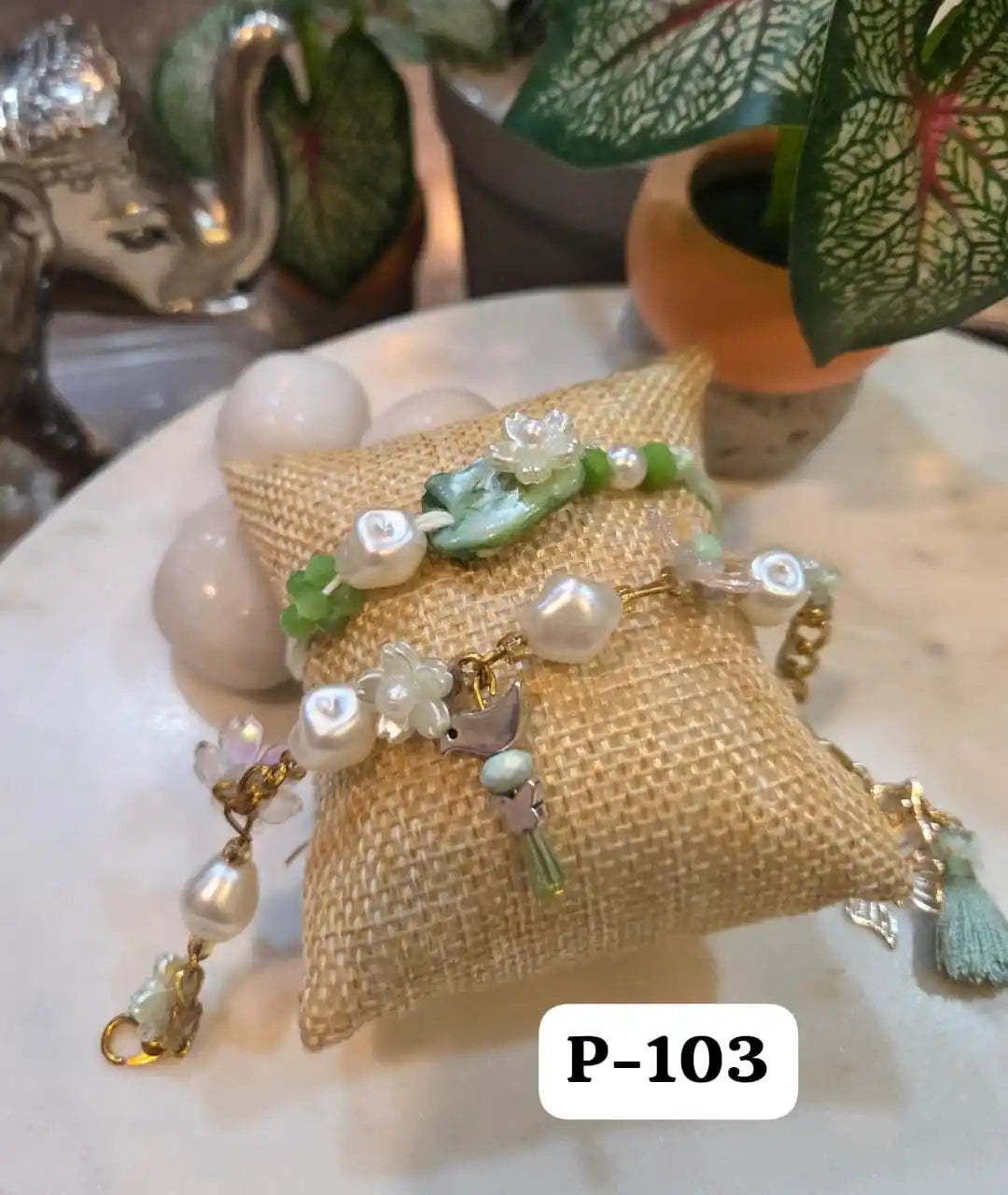 Crystal Pearl Dream Bracelet Rakhi Pair