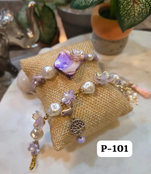 Crystal Pearl Dream Bracelet Rakhi Pair