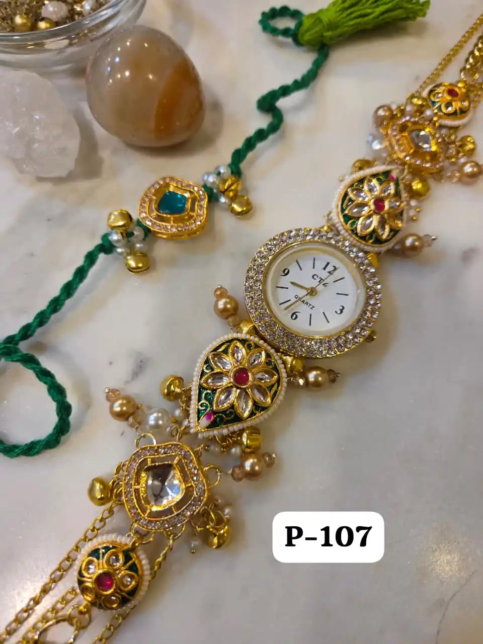Royale Kashmiri Watch Bracelet Rakhi Pair