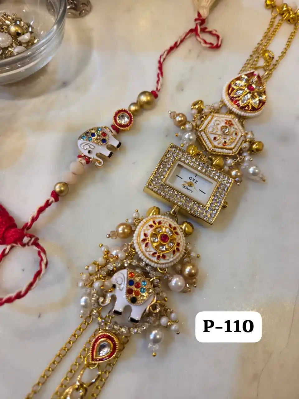 Regal Kashmiri Watch Bracelet Rakhi Pair