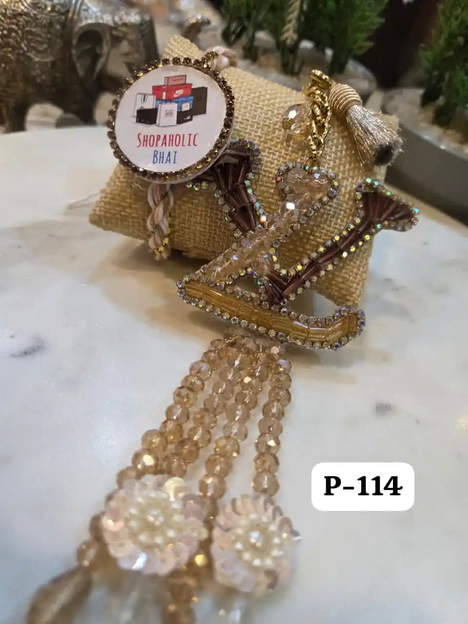 Elegant Beaded LV Bracelet with Shopaholic Bhai Rakhi