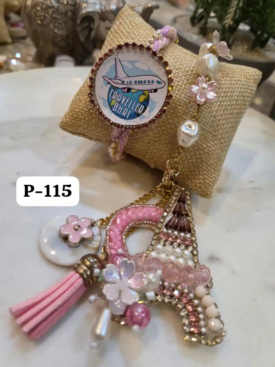 Elegant Beaded Eiffel Tower Bracelet with Traveller Bhai Rakhi
