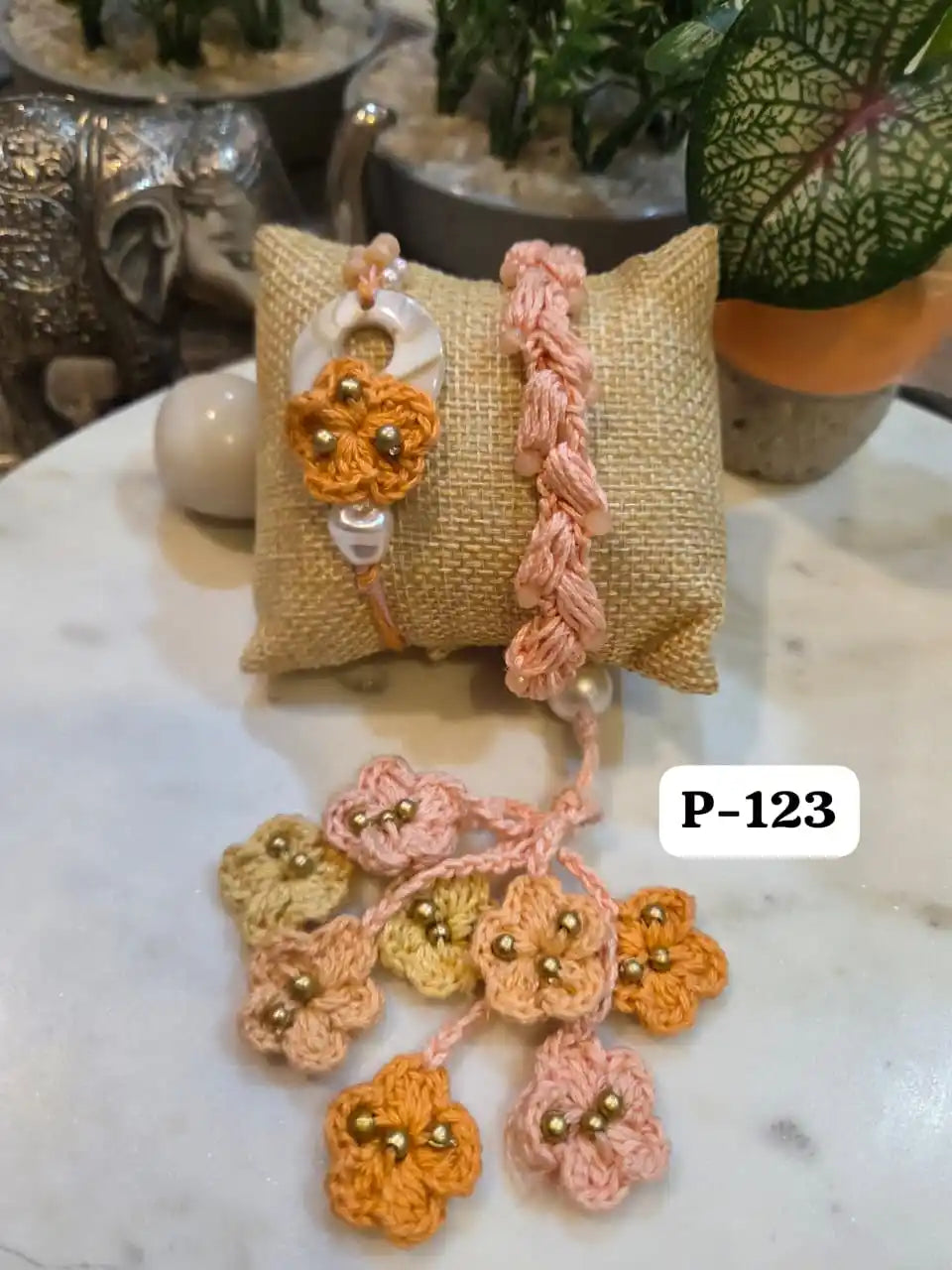 Timeless Crochet Bracelet Rakhi pair in shades